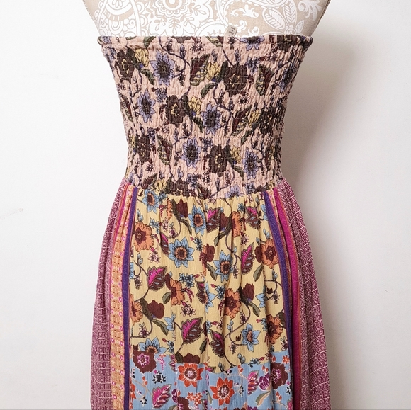 Raga Printed Strapless Maxi Tube Dress Boho Multi Floral Women's Size L - Picture 10 of 16